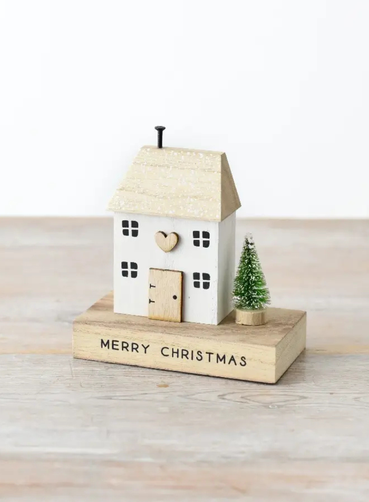 Merry Christmas Wooden House Block with Heart, 12cm from Gainsborough Gitftware