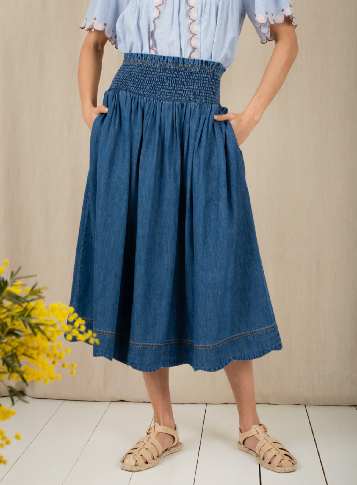 Bonté Polly Skirt in Mid Wash Denim