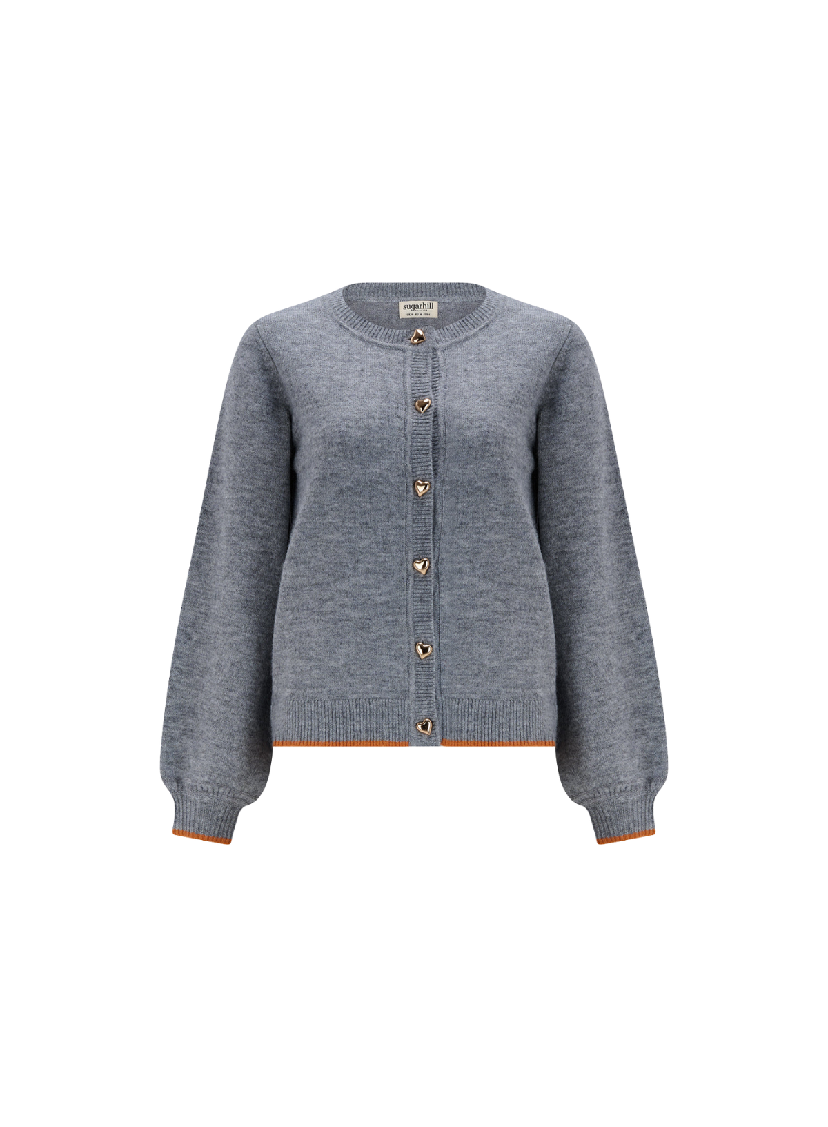 SugarhillI Glinda Cardigan in Grey Marl Gold Hearts