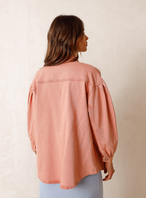 Denim Overshirt in Peach from Indi & Cold