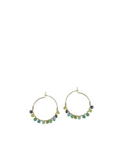 Cressida Beaded Hoop Earrings in Green from Big Metal