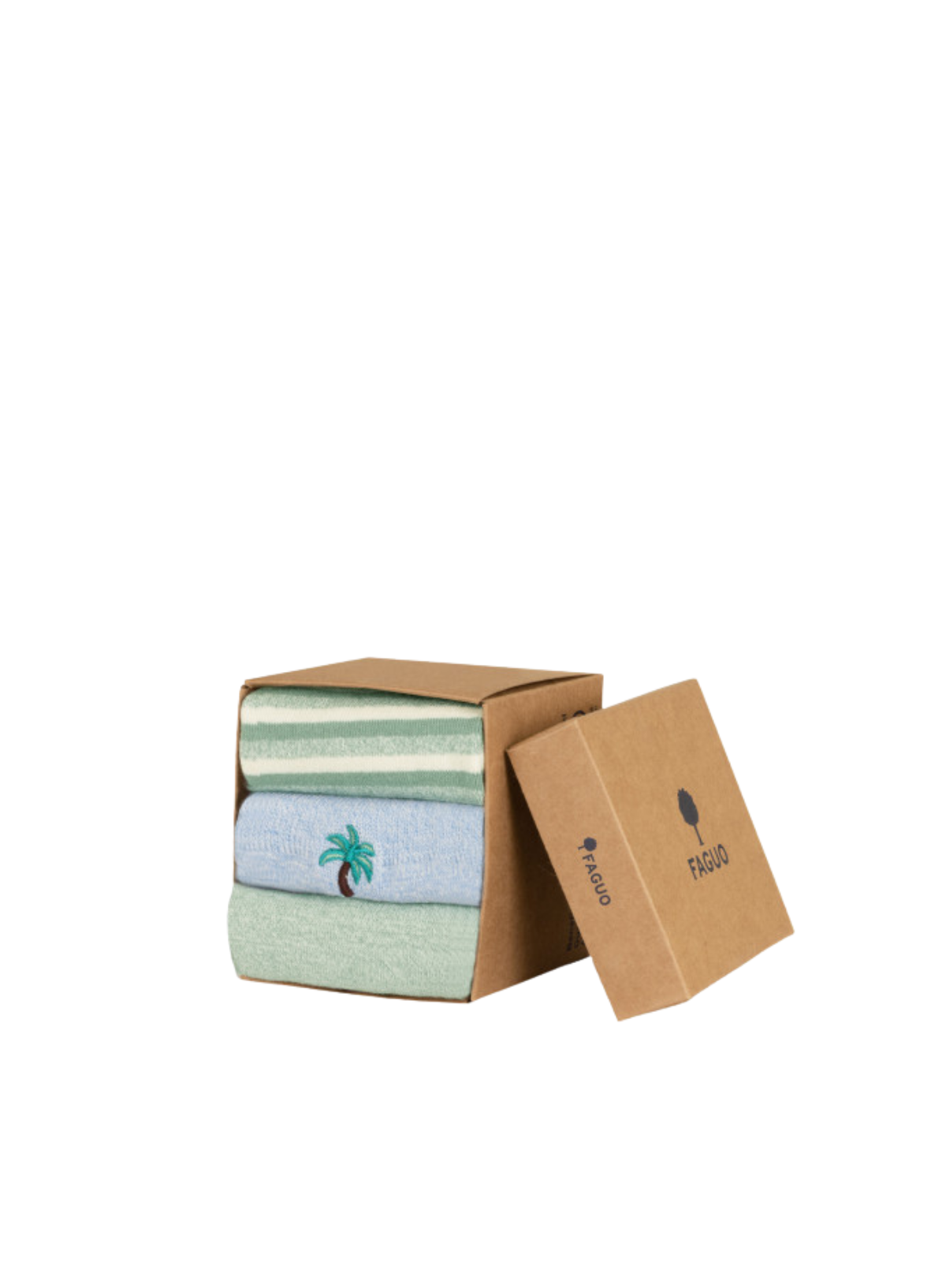 Socks in a Box in Green Mix from Faguo