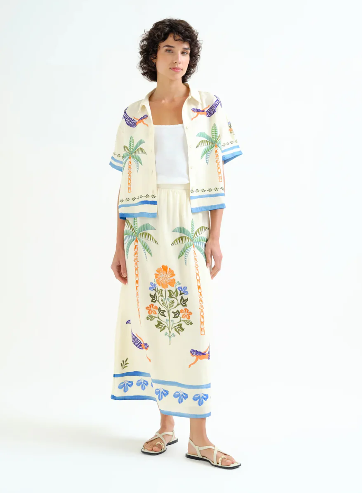 Compañia Fantastica Long Skirt in Palm & Mermaid
