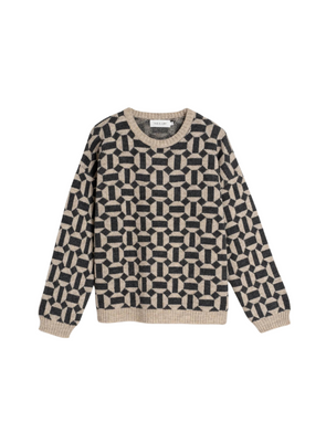 Jersey Patterned Knit in Black/Beige from Indi & Cold