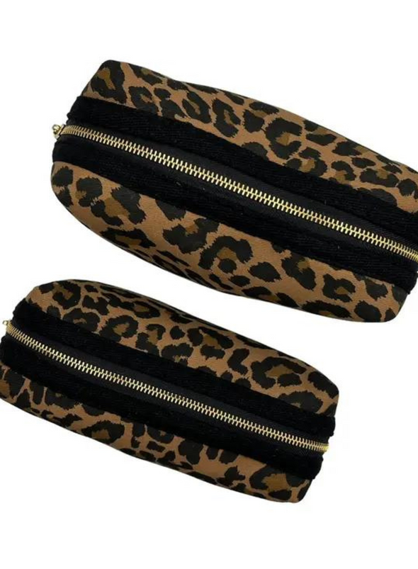 Leopard Print Make-Up Bag & Gold Bee Pin Small from Sixton