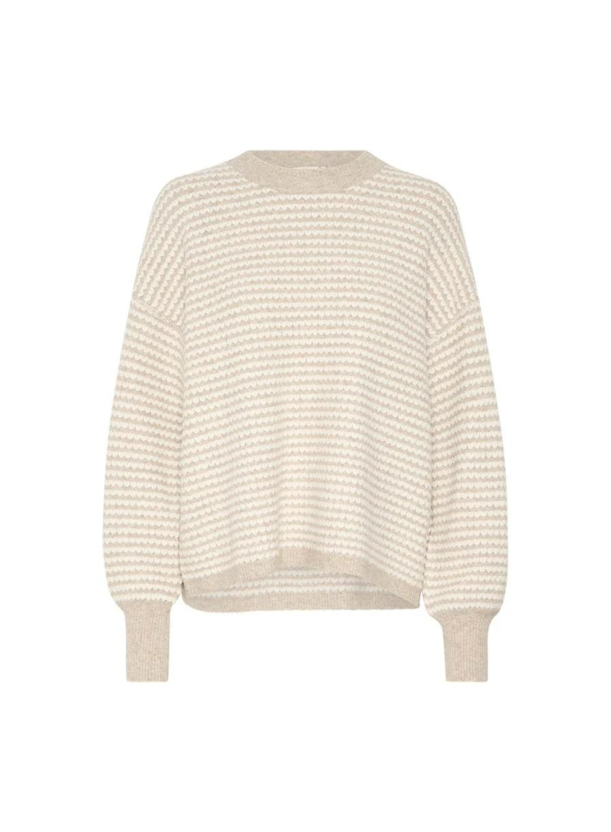 Ellery Knit Pullover in Feather Grey/Chalk Structure from Kaffe