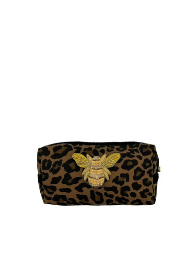 Leopard Print Make-Up Bag & Gold Bee Pin Small from Sixton