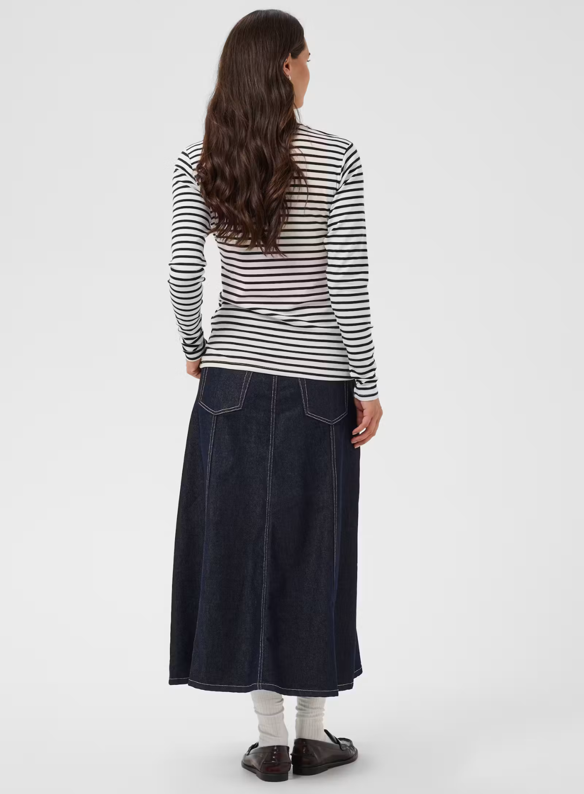 Kaffe Liddy Boat Neck T-Shirt in Chalk/Carafe Stripe
