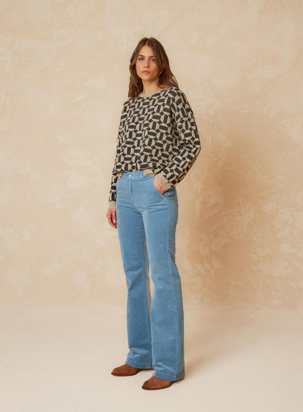 Jersey Patterned Knit in Black/Beige from Indi & Cold