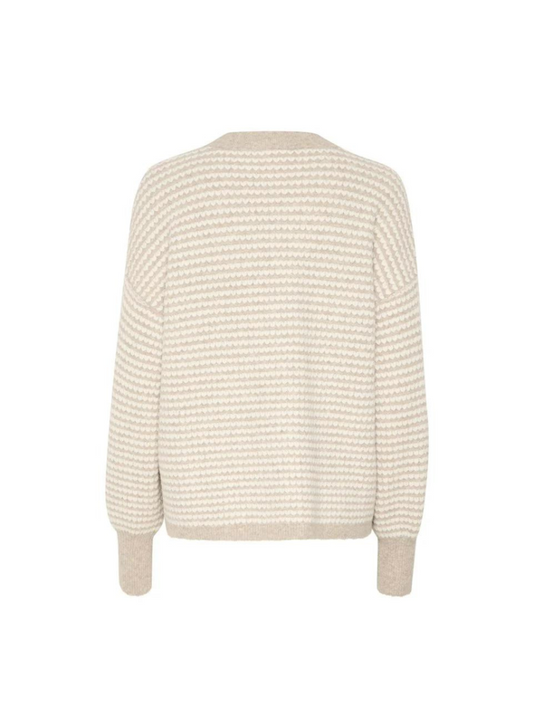 Ellery Knit Pullover in Feather Grey/Chalk Structure from Kaffe
