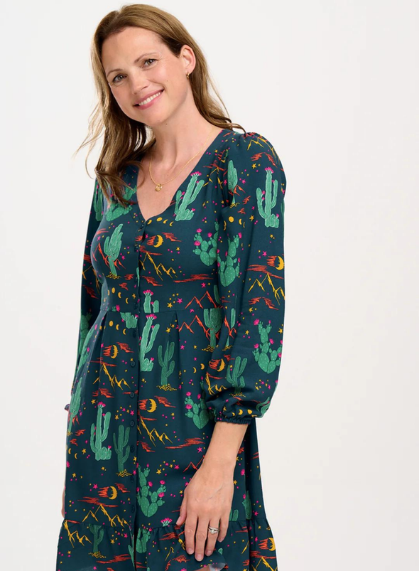 Bibi Mini Tea Dress in Navy Night Desert from Sugarhill