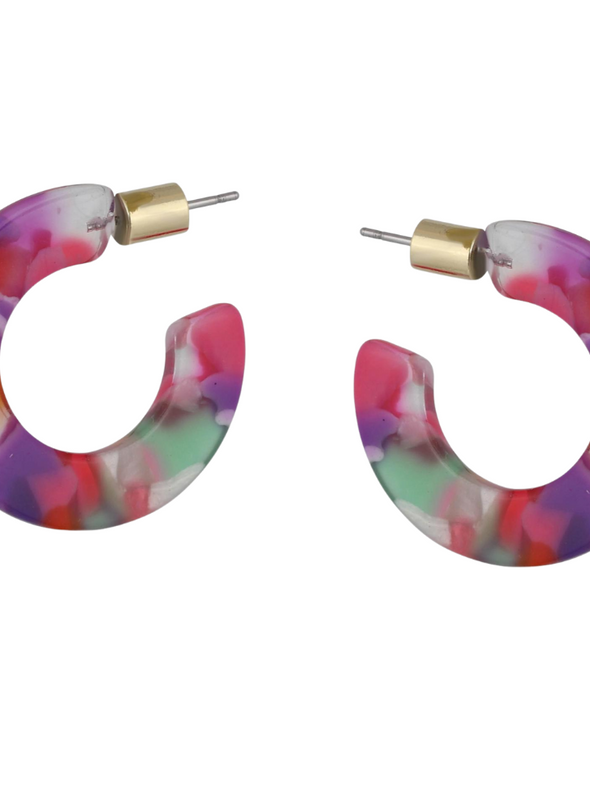 Erica flat Resin Hoop in Pink & Purple from Big Metal