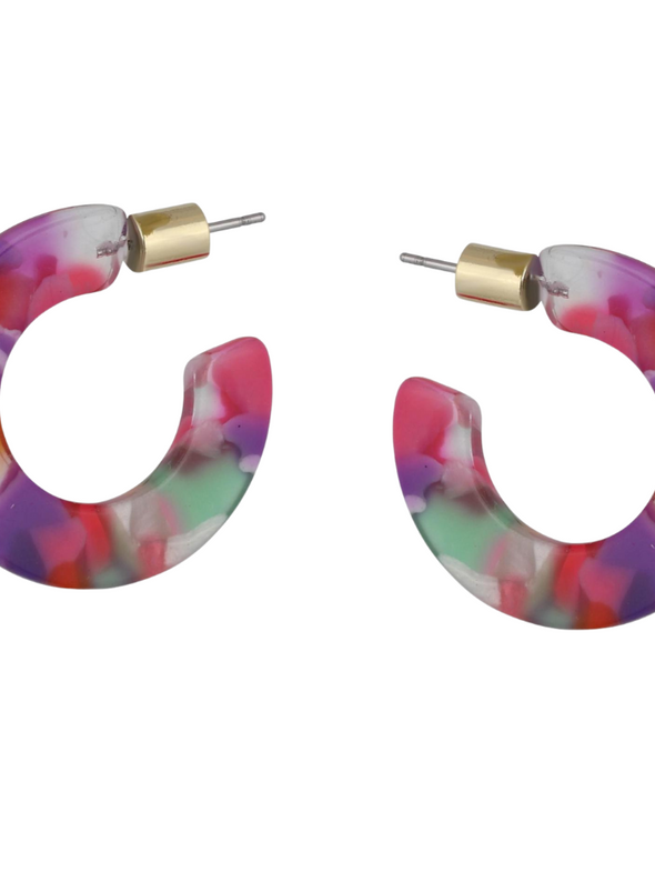 Erica Resin Hoop in Pink & Purple from Big Metal