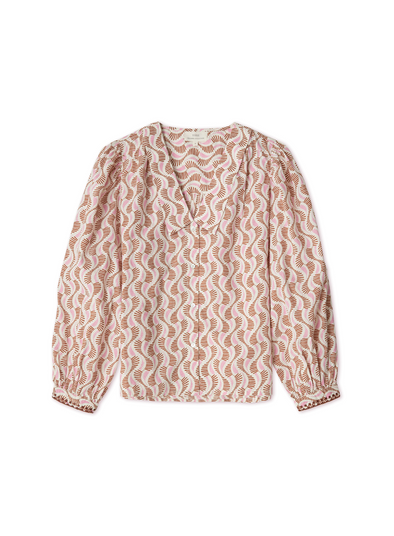 Alma V-Neck Shirt in Pink from Yerse