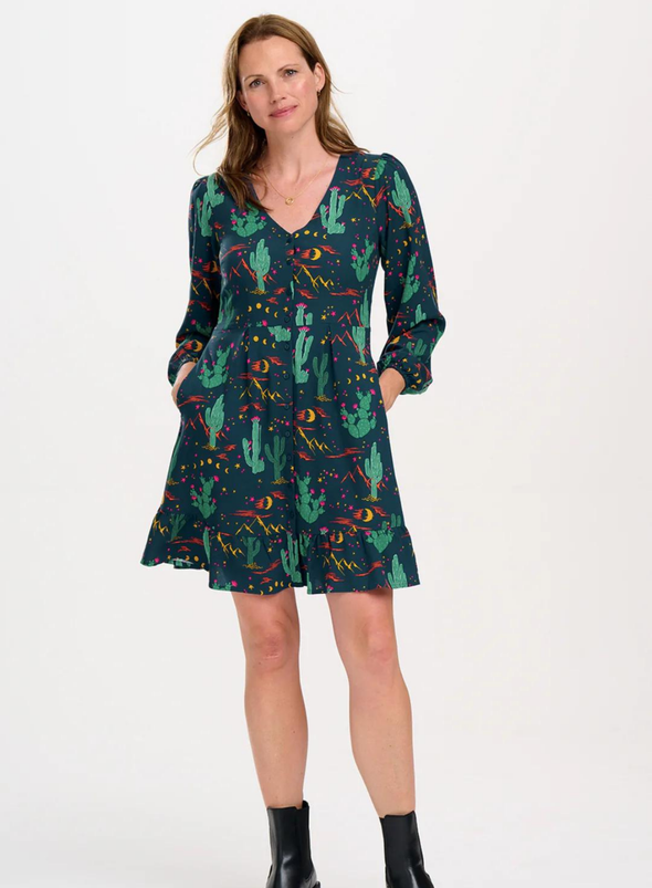 Bibi Mini Tea Dress in Navy Night Desert from Sugarhill