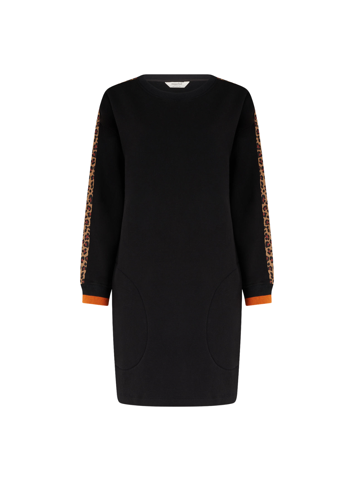 SugarhillI Marta Sweatshirt Dress in Black Leopard