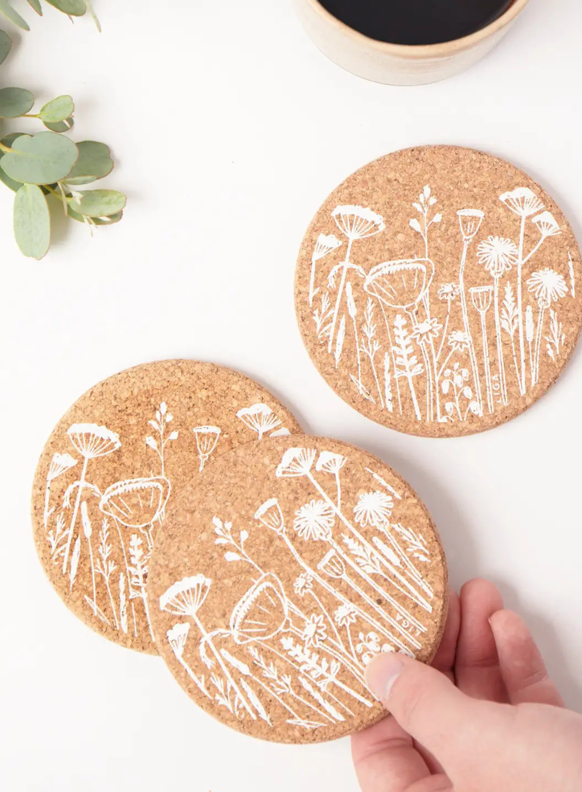 Liga Cork Coaster in Flowers
