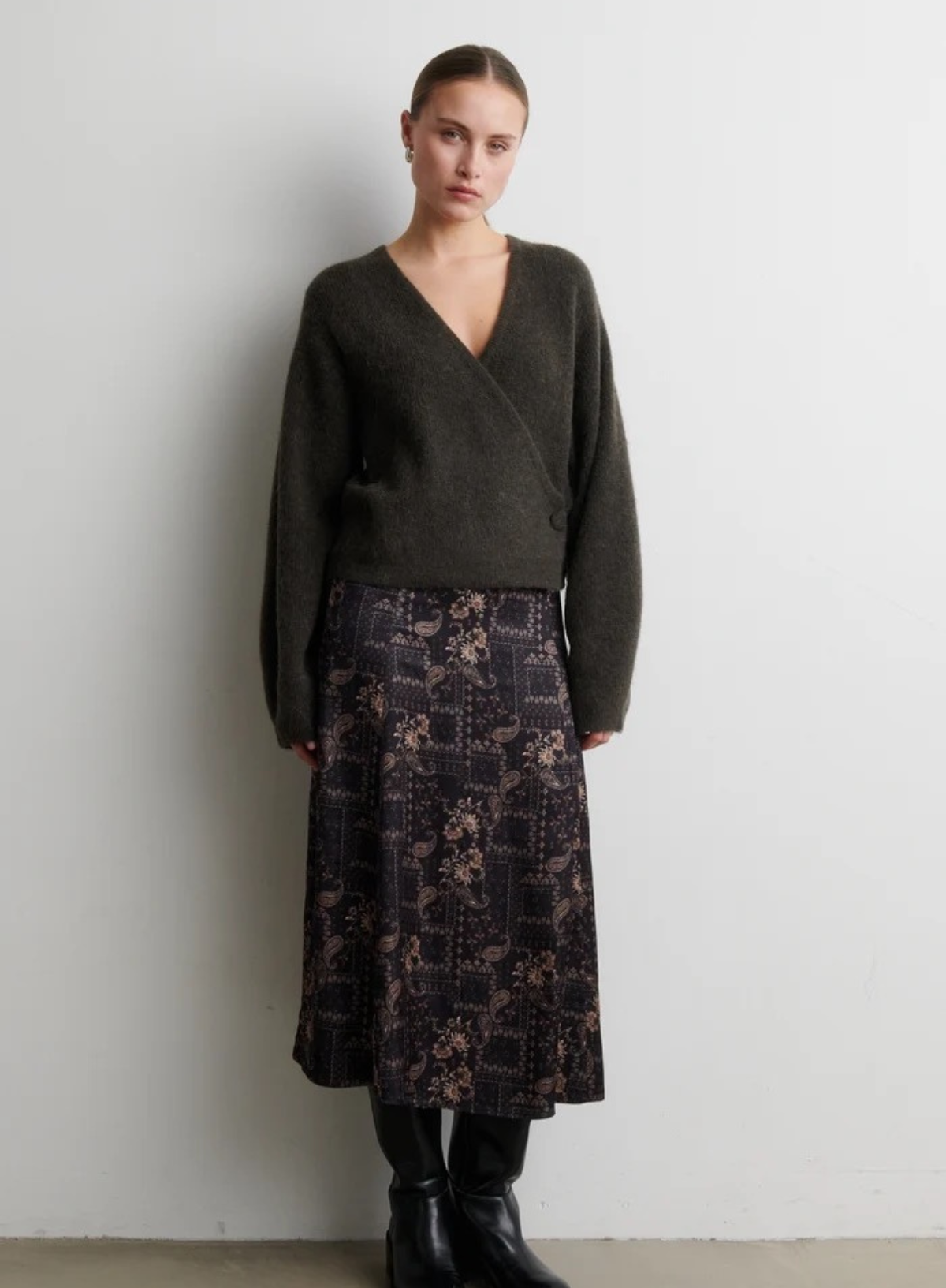 Second Female Gabby Wrap Knit in Black Olive