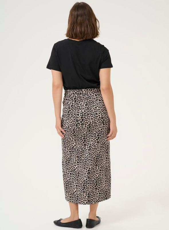 Leonora HW Denim Skirt in Classic Leopard from Kaffe