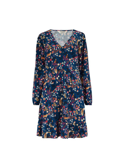 Bibi Mini Tea Dress in Navy, Midnight Woodland from Sugarhill