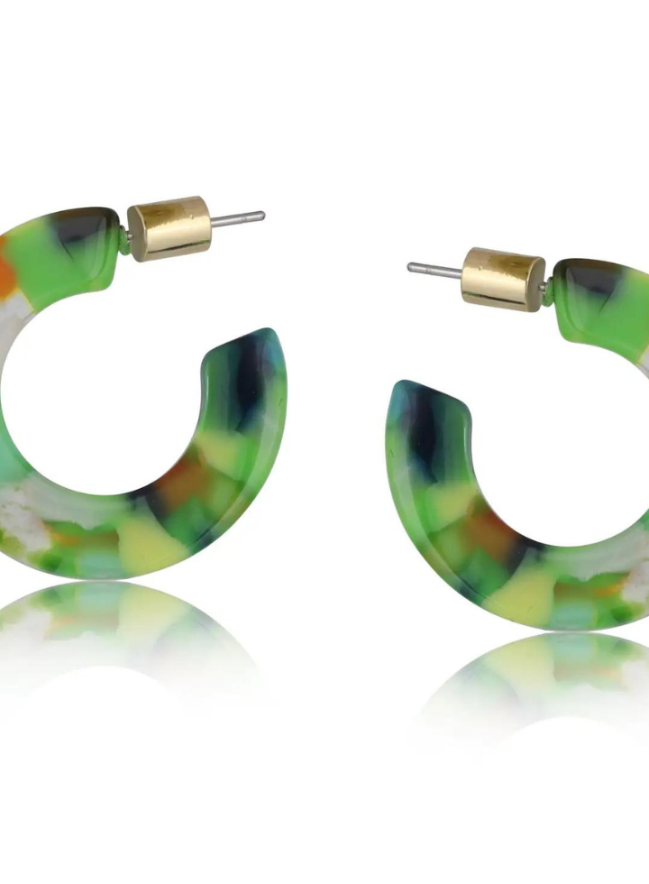 Erica Resin Hoops in Green and Orange from Big Metal