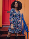 Bibi Mini Tea Dress in Navy, Midnight Woodland from Sugarhill