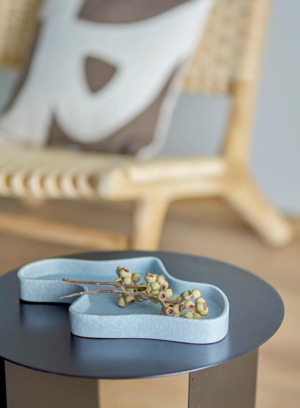 Lakey Blue Stoneware Tray from Bloomingville