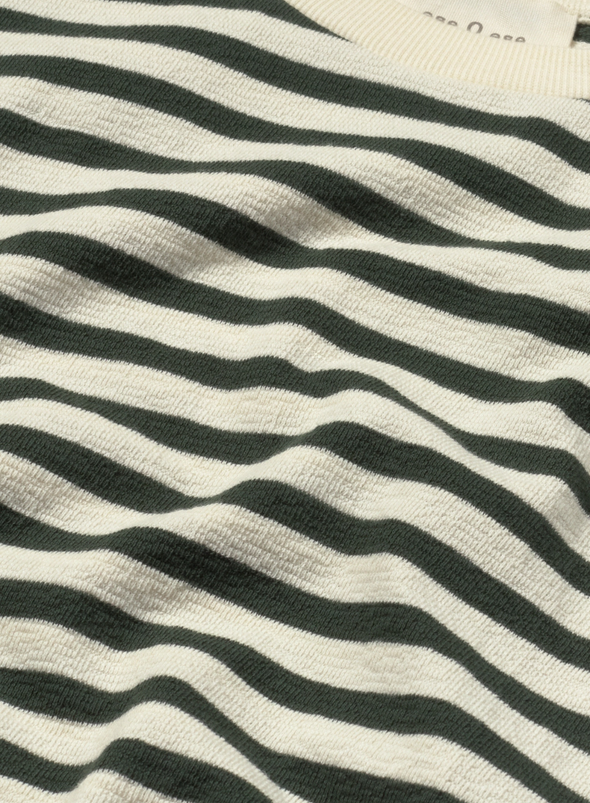 Felpa Stripes Top in Ecru Forest Green from Ese O Ese