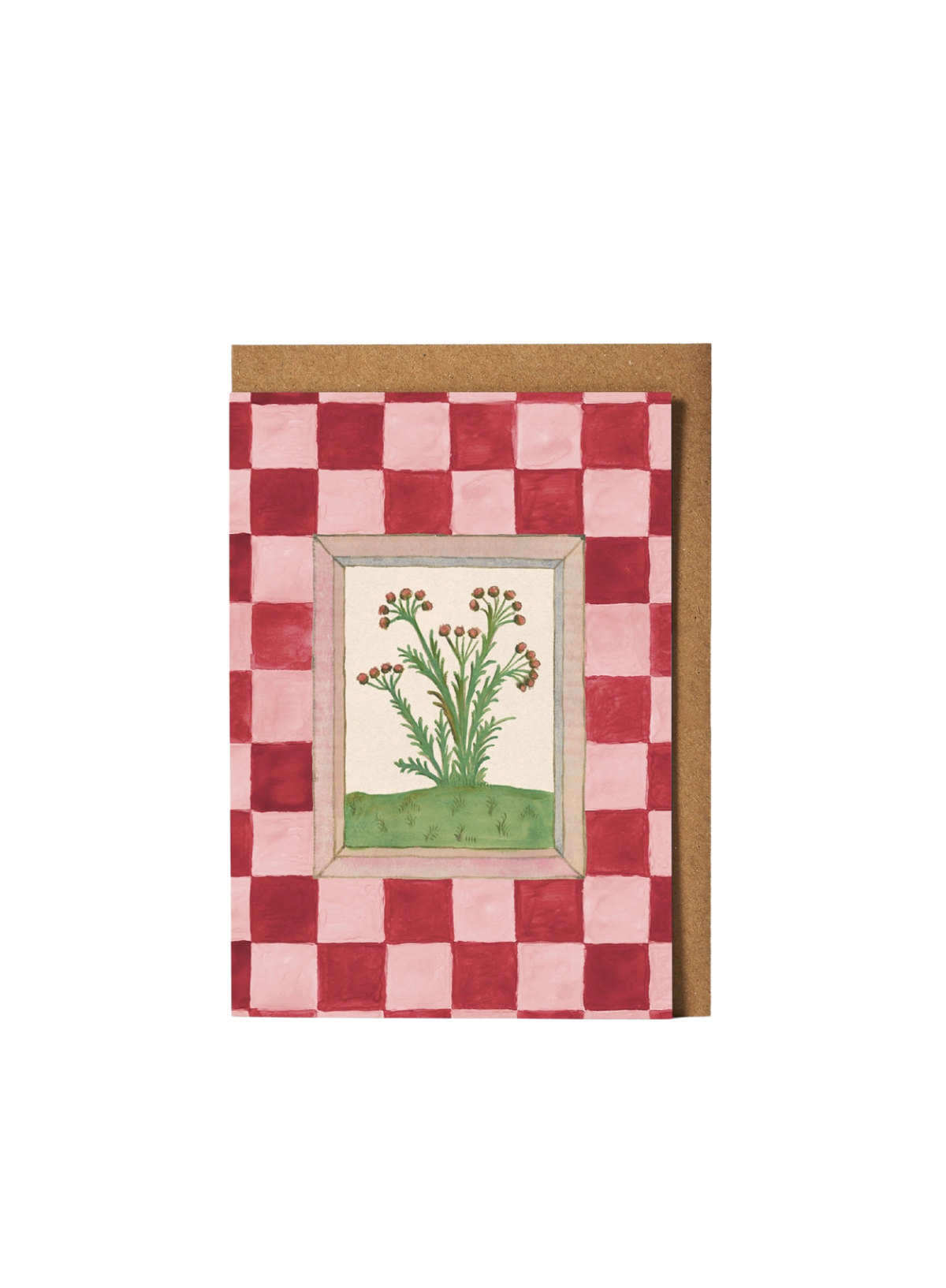 Roomytown Book of Herbs Card in Pink Check