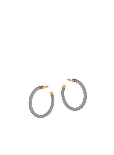 Isabella Resin and Metal Hoop Earrings in Grey from Big Metal