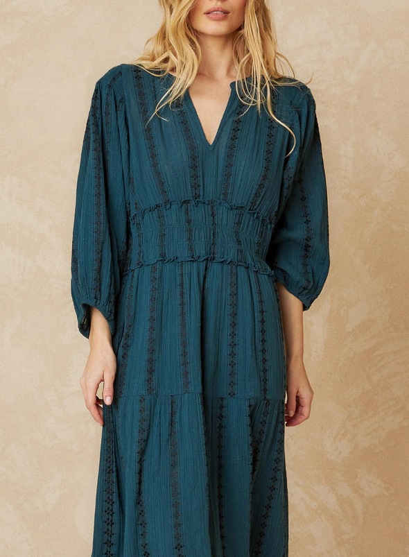 Midi Dress in Petrol Blue from Indi & Cold