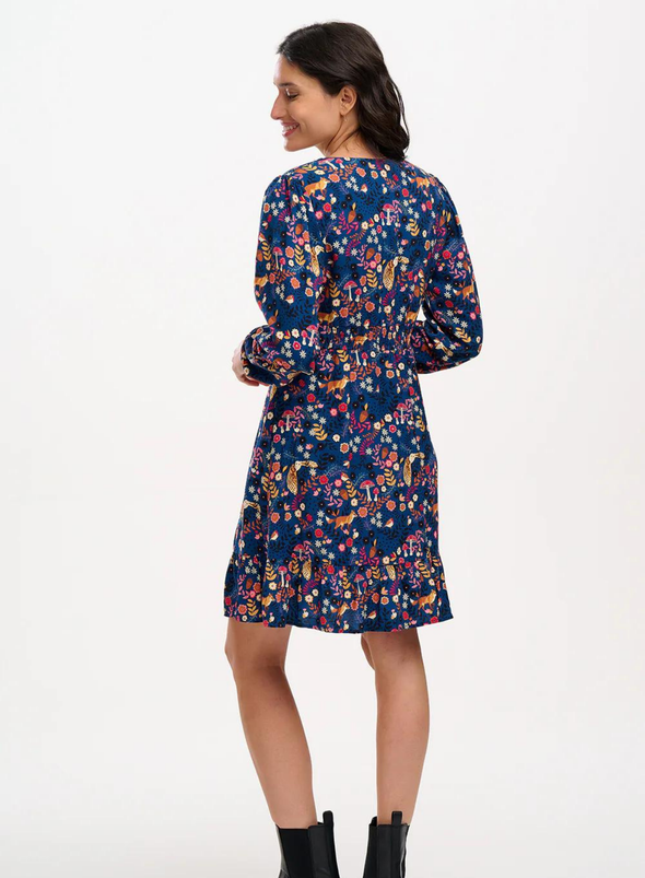 Bibi Mini Tea Dress in Navy, Midnight Woodland from Sugarhill