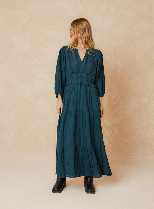 Midi Dress in Petrol Blue from Indi & Cold