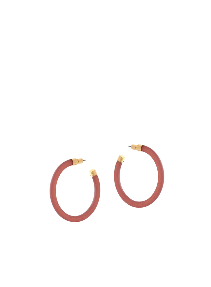 Isabella Resin and Metal Hoop Earrings in Pink from Big Metal