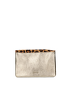 Leather Party Bag in Metallic Gold Leopard from Maruti