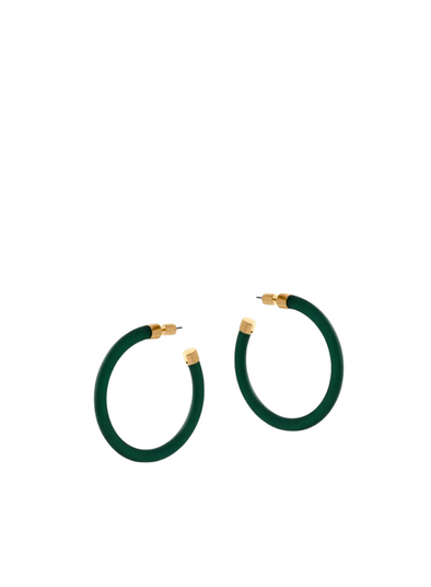 Isabella Resin and Metal Hoop Earrings in Green from Big Metal