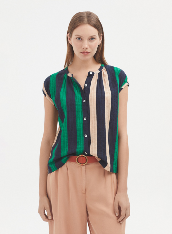 Multi Stripe Print 'Mao Shirt' from Nice Things