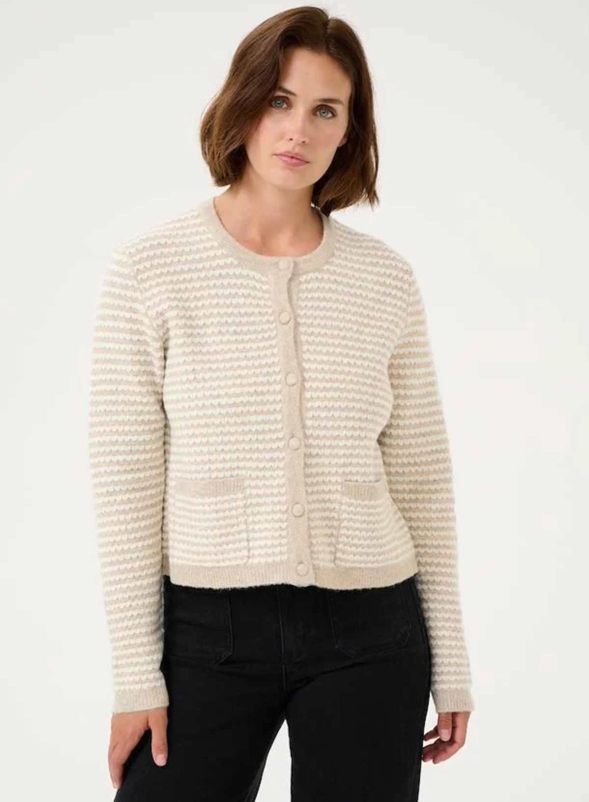 Ellery Knit Cardigan in Ch/Feather Gray from Kaffe