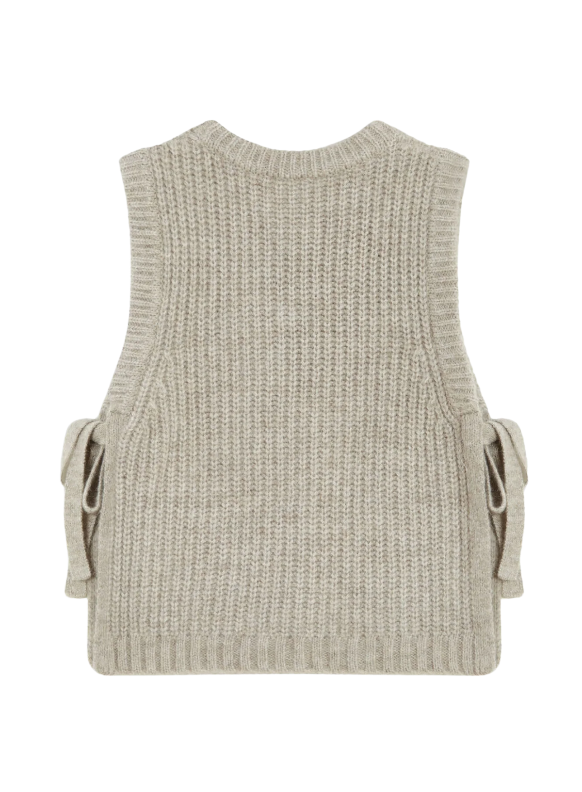 Grace & Mila Argan Sleeveless Side-Tie Sweater in Greige