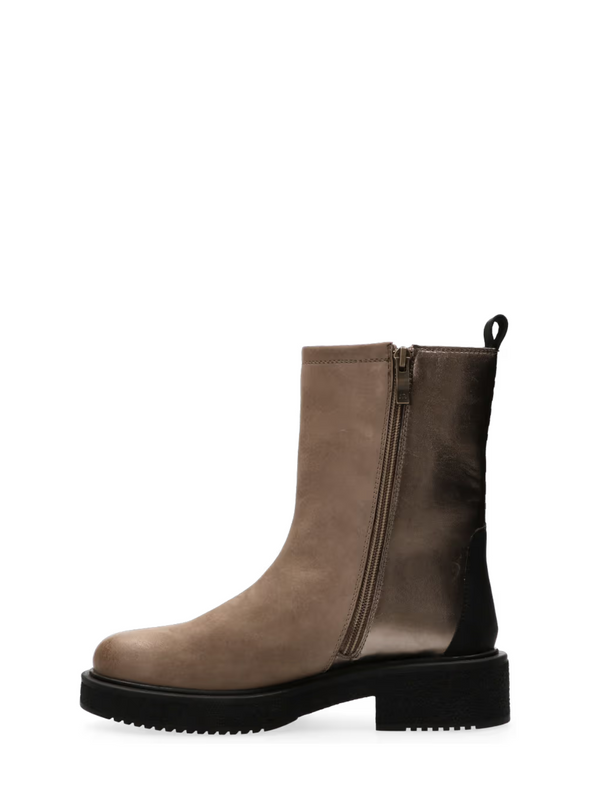 Sarah Nubuck Boots in Taupe/Metallic Bronze from Maruti