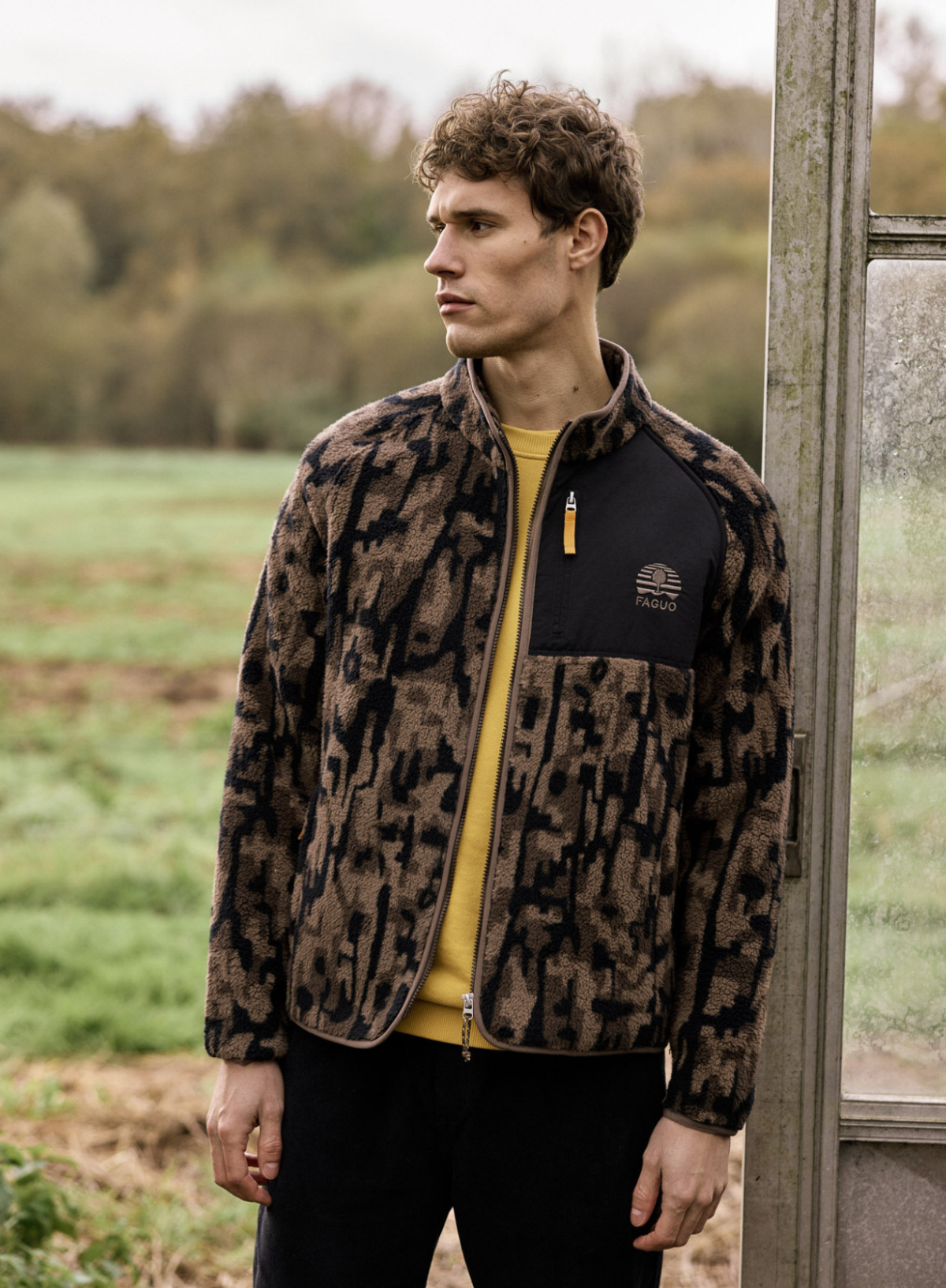 Senart Polar Zip Up Jacket in Brown from Faguo