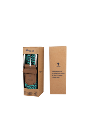 Belt Synthetic Woven in Navy + Mint Green from Faguo