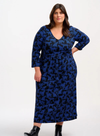 Evelyn Jersey Midi Dress in Black/Blue Leopard Spots from Sugarhill
