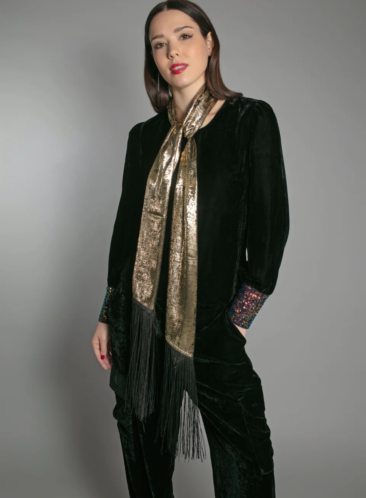 Stevie Lame Scarf in Gold from Nooki