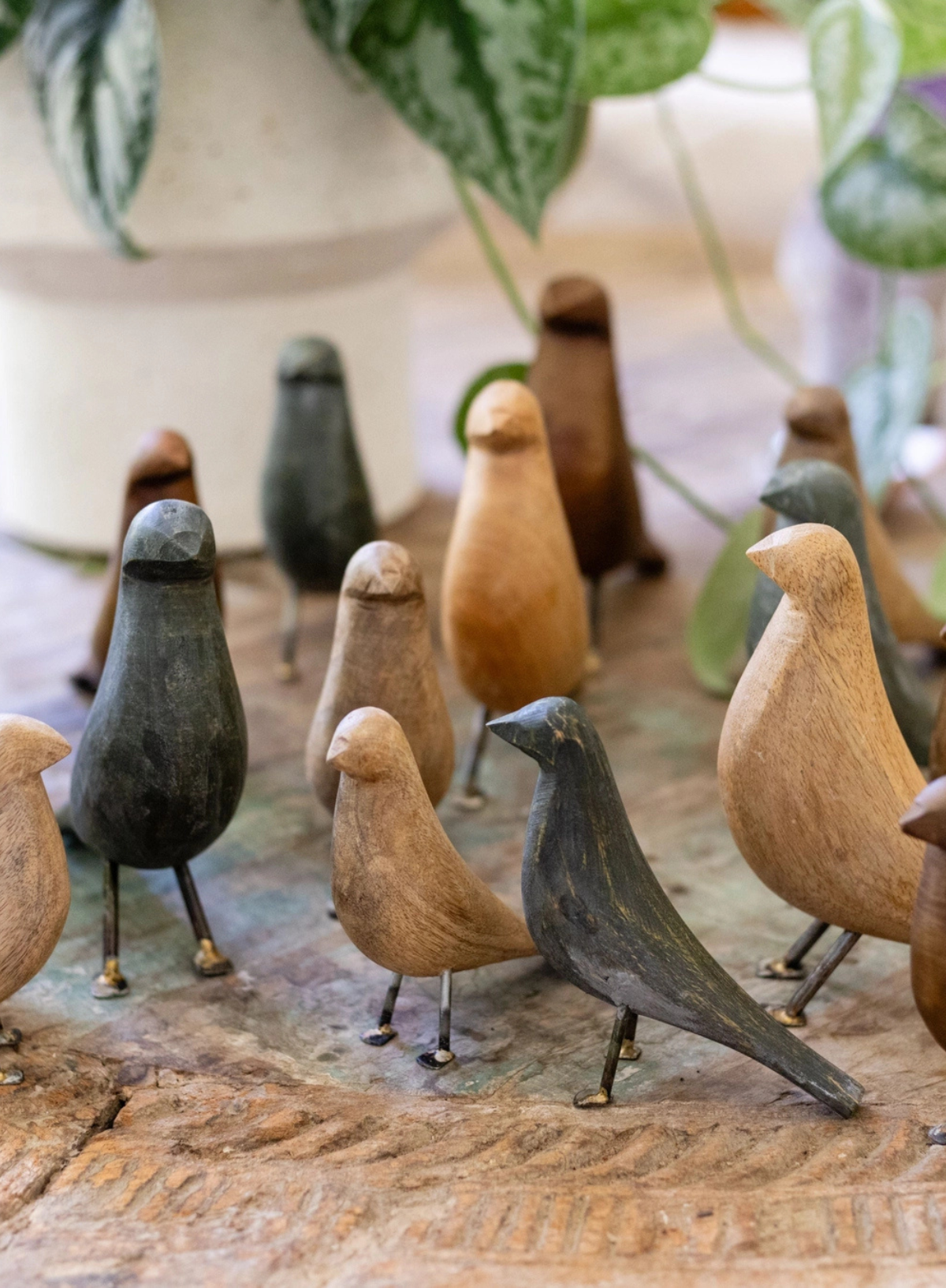 Standing Hand Carved Wooden Bird from Sugarboo & Co