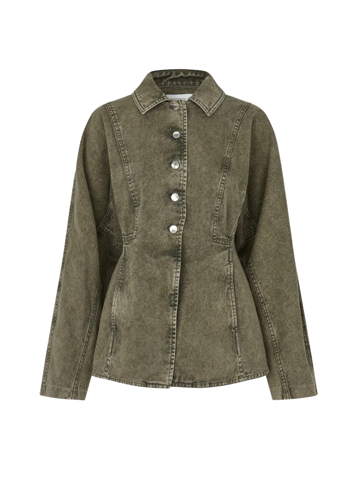 Second Female Jaye Denim Jacket in Green Denim