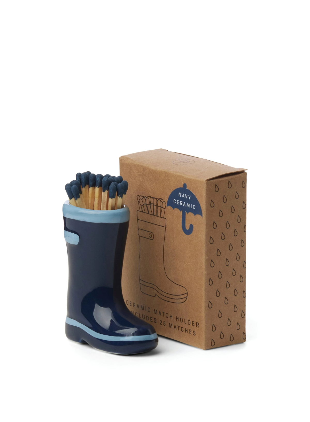 Wellington Boot Match Holder W/Matches Navy Blue from Paddywax