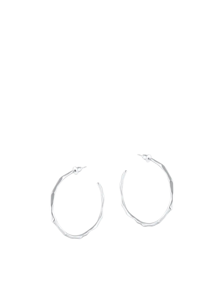 Valeria Branch Shaped Hoop Earrings in Silver from Big Metal