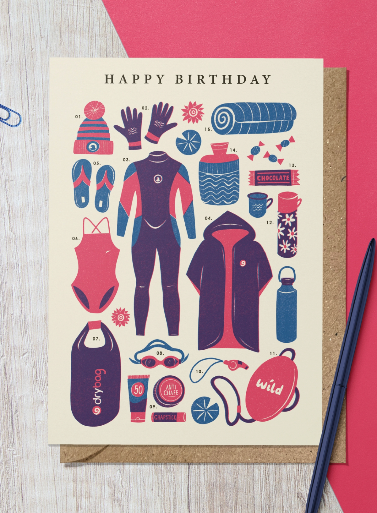 Bird & Co Wild Swimming Kit Birthday Card