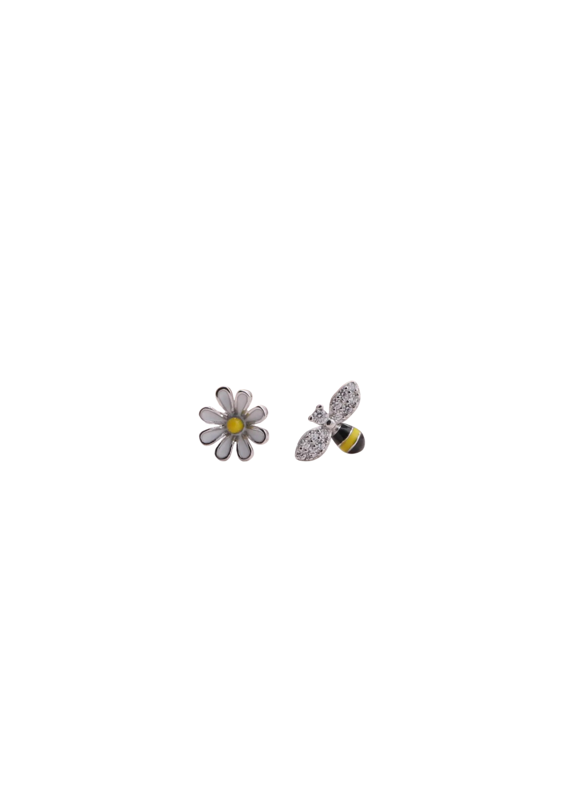 Attic Creations Friendship Bee and Flower Earrings Silver